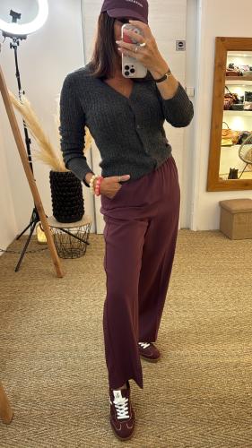 Pantalon fluide uni bordeaux NOBLESSE G&M