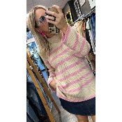 Pull à rayures rose Cilla