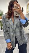Veste Blazer oversize  carreaux bleu J720237355 IMPERIAL