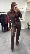 Pantalon similicuir marron W38S0247 Souvenir 