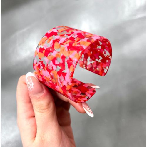 Bracelet manchette rose et orange