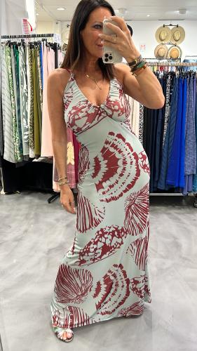 Robe longue bleu & terracotta M2391A MR