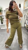 Pull manches courtes vert olive SAULE GM