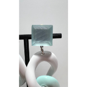 Boucles Oreilles maillons bleu et blanc givré 
