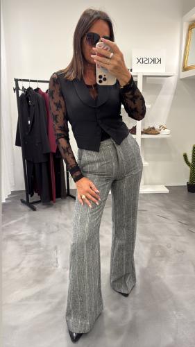 Pantalon flare beige et gris PDN9YATA DIXIE