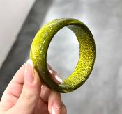 Bracelet jonc vert pailleté