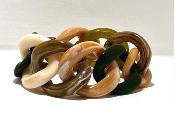 Bracelet maillons à enfiler kaki vert et beige