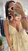 Robe courte ballon écru KXAB0390 KKS