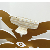 Pince à cheveux en acétate de cellulose beige et blanc S