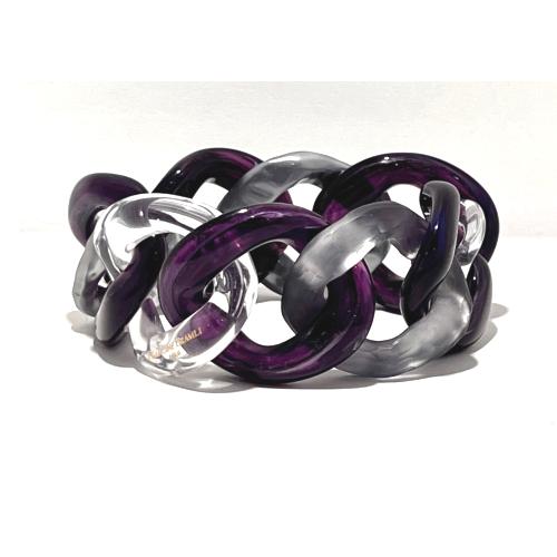Bracelet maillons à enfiler violet gris transparent