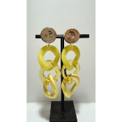 Boucles Oreilles maillons jaune miroir 