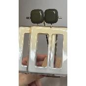 Boucles Oreilles beige et kaki
