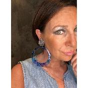 Boucles Oreilles acétate créole bleu et miroir