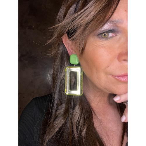Boucles Oreilles vert miroir
