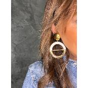 Boucles Oreilles Nami Blanc doré