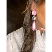 Boucles Oreilles rose et transparent