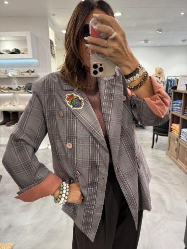 Veste Blazer oversize à carreaux rose J720237355 IMPERIAL