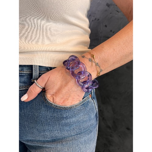 Bracelet maillons violet translucide 