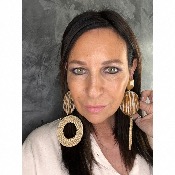 Boucles Oreilles marron beige raphia