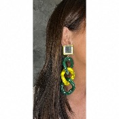 Boucles Oreilles maillons vert 
