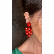 Boucles Oreilles grappe rouge