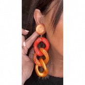 Boucles Oreilles maillons orange givré