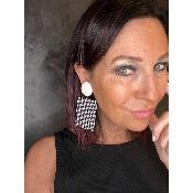 Boucles Oreilles  Dakar noir blanc