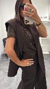 Tee-shirt marron à strass M3231M MR