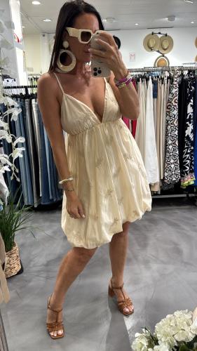 Robe courte ballon écru KXAB0390 KKS