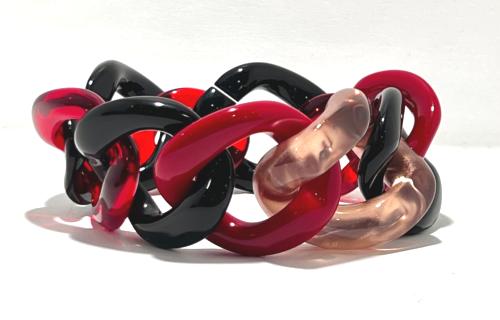 Bracelet maillons à enfiler rouge noir 