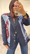 Veste Blazer plissé bleu M6291G MR