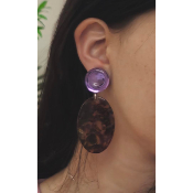 Boucles Oreilles acétate violet et miroir 
