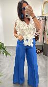 Pantalon large bleu roi W37S0131 Souvenir