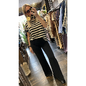 Top Marinière beige et noir Hector