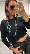 Collier sautoir noir pailleté