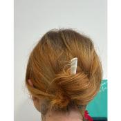 Pic à cheveux plat acétate de cellulose beige et blanc