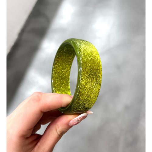 Bracelet jonc vert pailleté