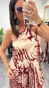 Top asymétrique bicolore satin M9141T MR