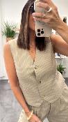 Gilet de barman grège et lignes beige SISTER G&M
