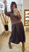 Pull manches longues col rond marron WKV055 NT