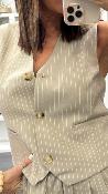 Gilet de barman grège et lignes beige SISTER G&M