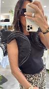 Top manches bouffantes noir M37F0176 SOUVENIR 