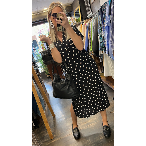 Robe longueur midi à pois Albane