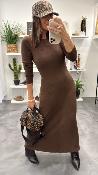 Robe longue côtelée chocolat SORINA G&M