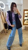 Chemise froissée à motif lilas WWV089 NT