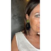 Boucles Oreilles noir et vert givré