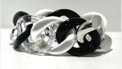 Bracelet maillons à enfiler noir blanc transparent métal