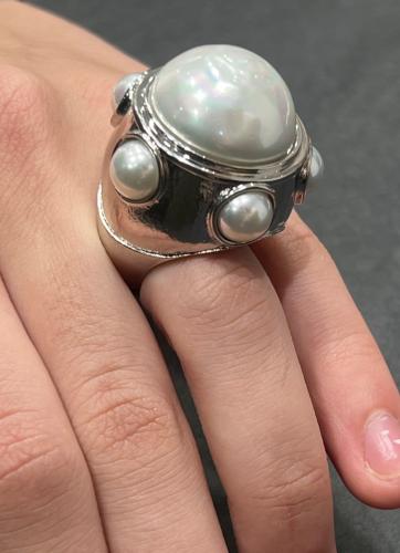 Bague argenté et perle 