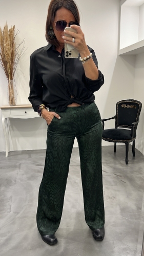 Pantalon fluide vert et noir PALPITANT
