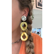 Boucles Oreilles maillons jaune miroir 